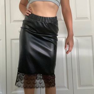 Leather And Lace Pencil Skirt